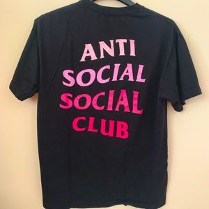 Anti Social Social Club Pink Paint Swatch Black Tee. Size Large.